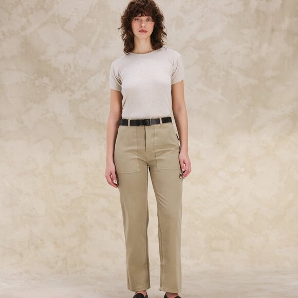 Fortela Jerry High Rise Trousers Fatigue in Herringbone - 100% Cotton - EUC - Picture 1 of 16